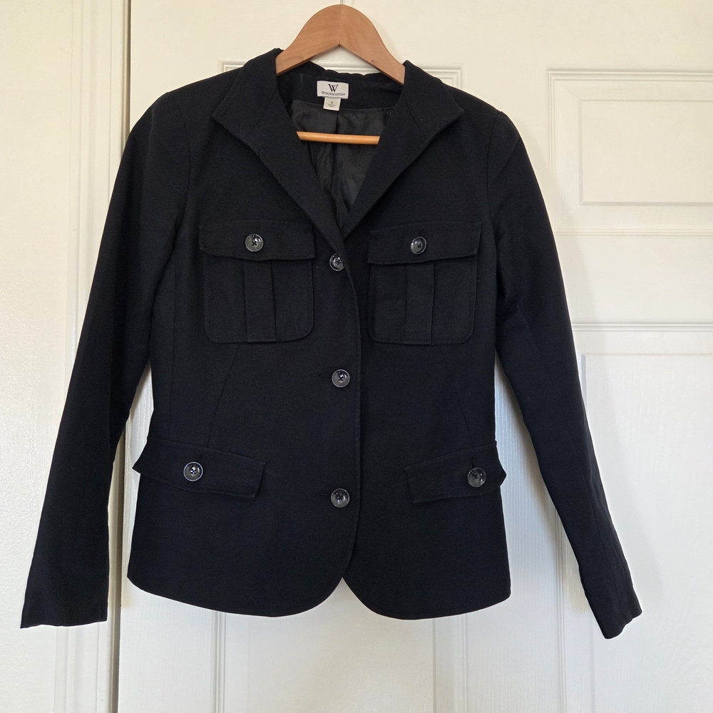 Worthington Black Military-Style Button Blazer